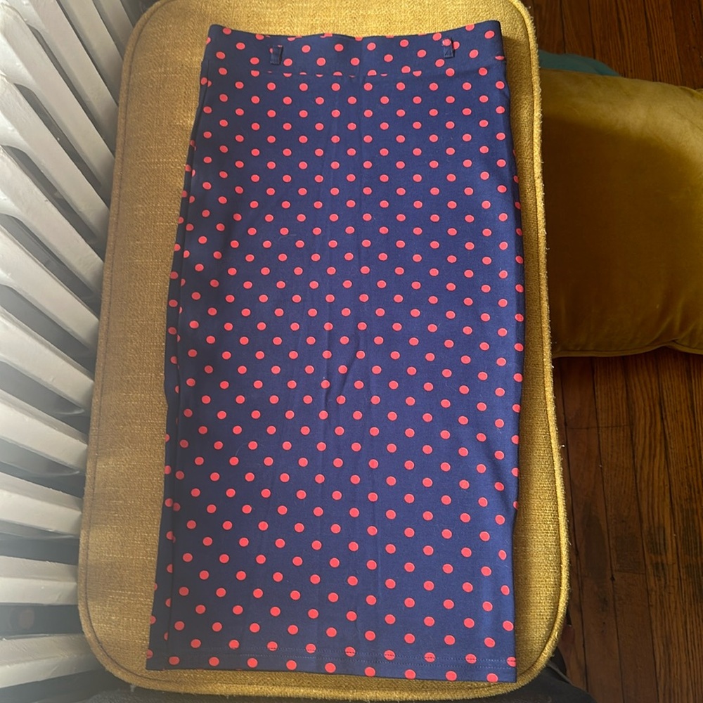 Vintage H&M navy blue with red polka dots pencil skirt XS